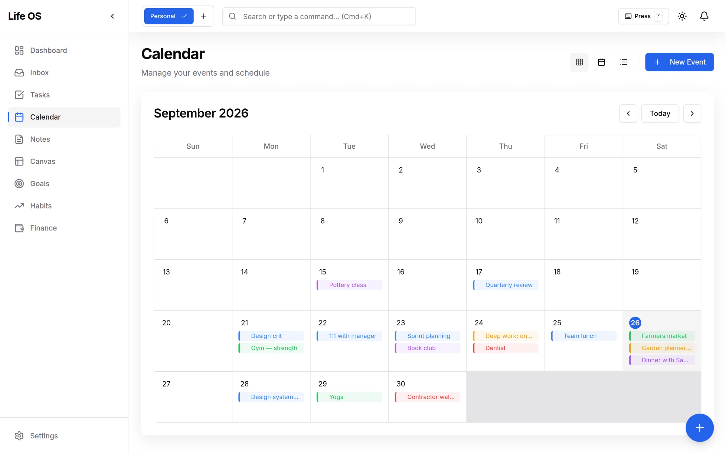 Calendar, light
